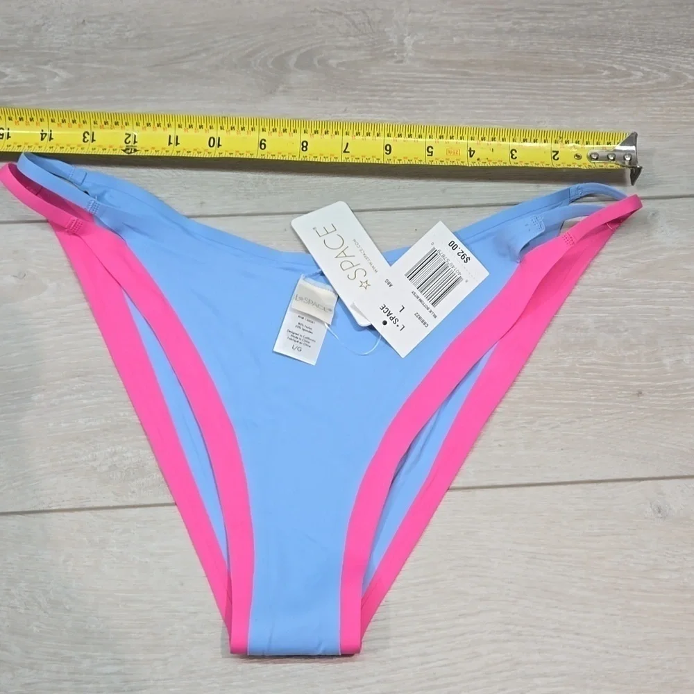 NWT L Space Women Anthropologie Billie Aura bubble gum Bottom Bitsy Swim sz L